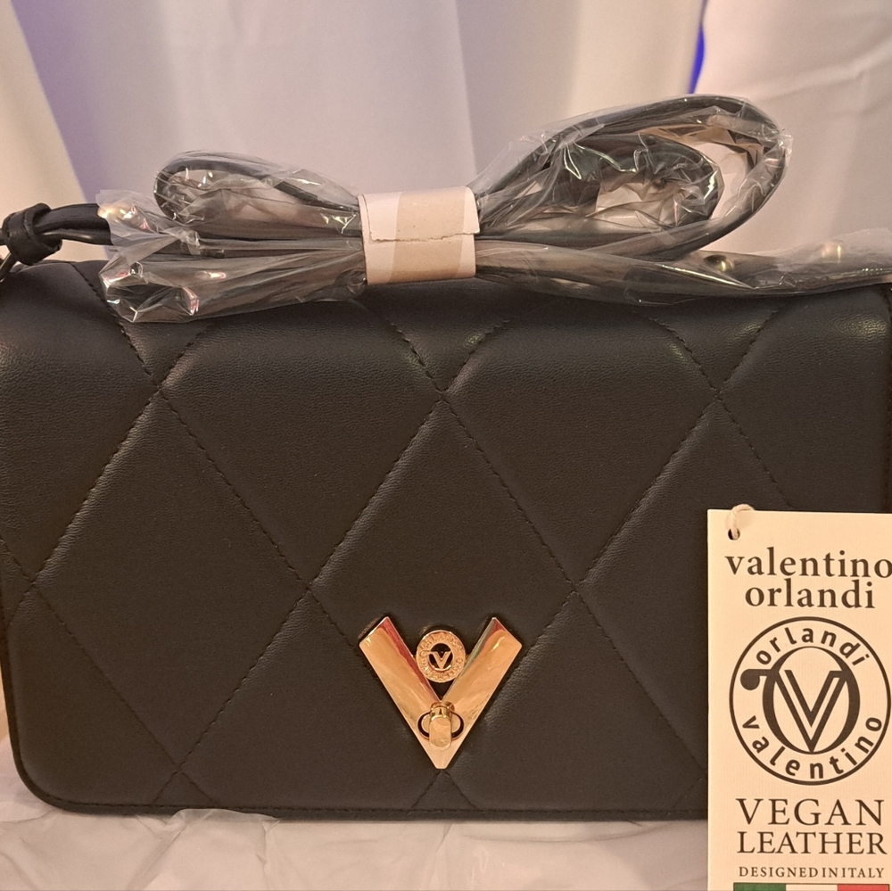 Valentino Orlandi Black Quilted Crossbody Bag
